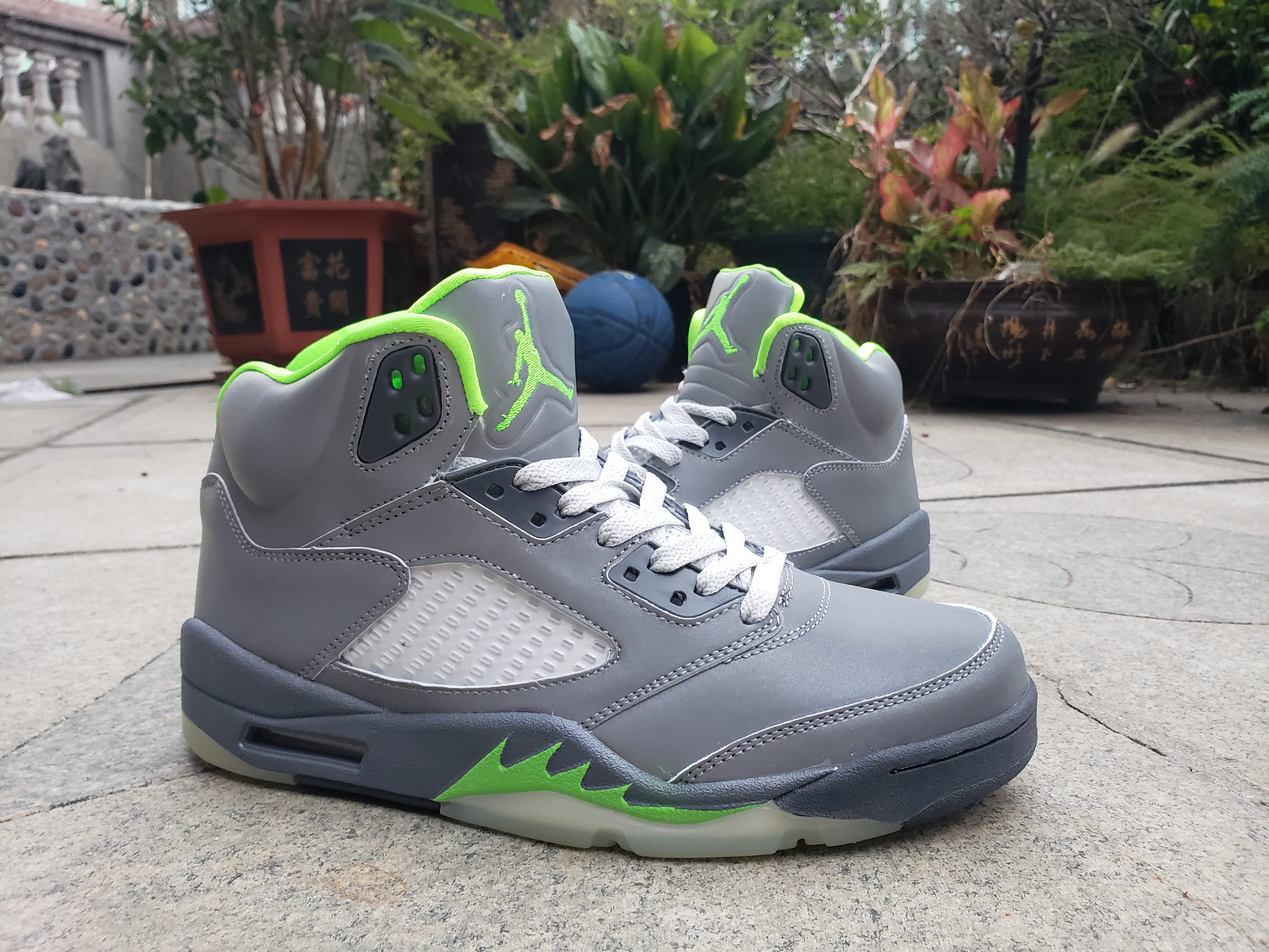 2021 Air Jordan 5 Grey Green Shoes - Click Image to Close